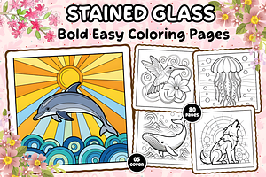 Stained Glass Coloring Page, a Decorative Illustration by Design Station