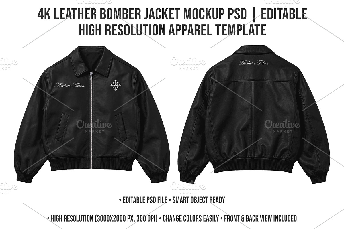 4K Leather Bomber Jacket Mockup PSD, a Hoody Mockup by std.badboy (Photo 1 of 4)