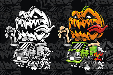 PUMPKIN HEAD HOTROD VECTOR