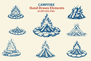 Campfire Hand Drawn Elements, an Object Graphic by e-artdesign (Thumbnail 1 of 3)