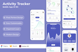 Activity Tracker Mobile App UI Kit, an UI Kit Template by Betush