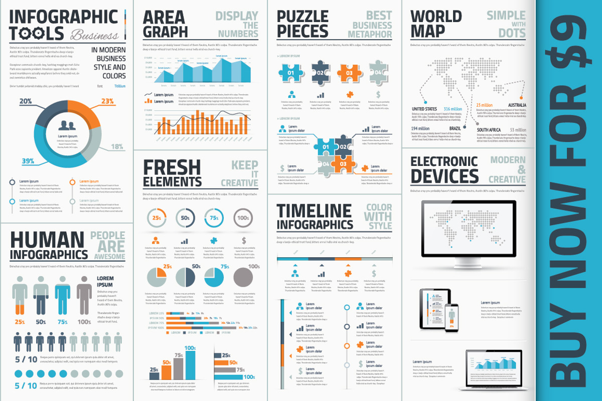 Premium Infographic Vector Template, a Work Illustration by Infographic Template Shop