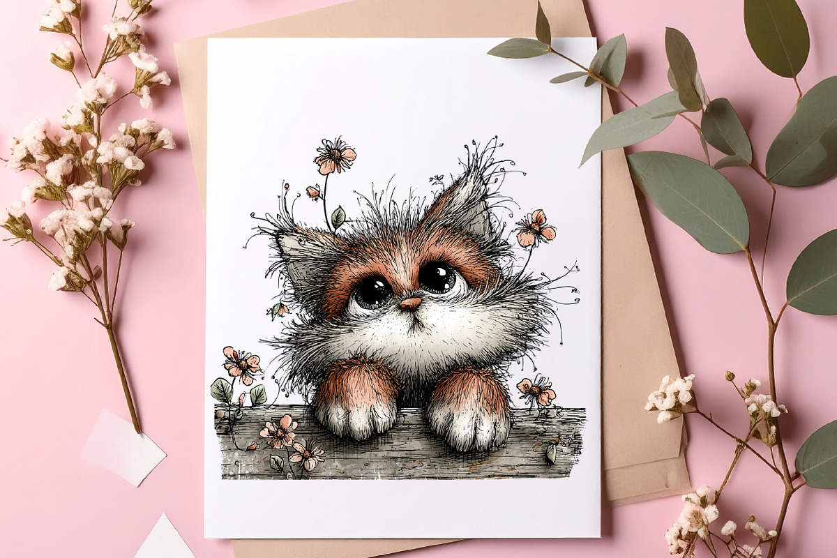 Whimsical Floral Spring Cats Png, an Illustration by SinaCreation (Photo 4 of 7)
