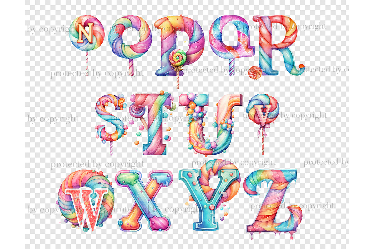 Lollipop Alphabet | Pastel Clipart, a Decorative Illustration by GlamArtZhanna (Photo 5 of 5)