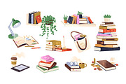Book piles for reading set + posters, an Object Illustration by PaperTrident (Thumbnail 2 of 5)