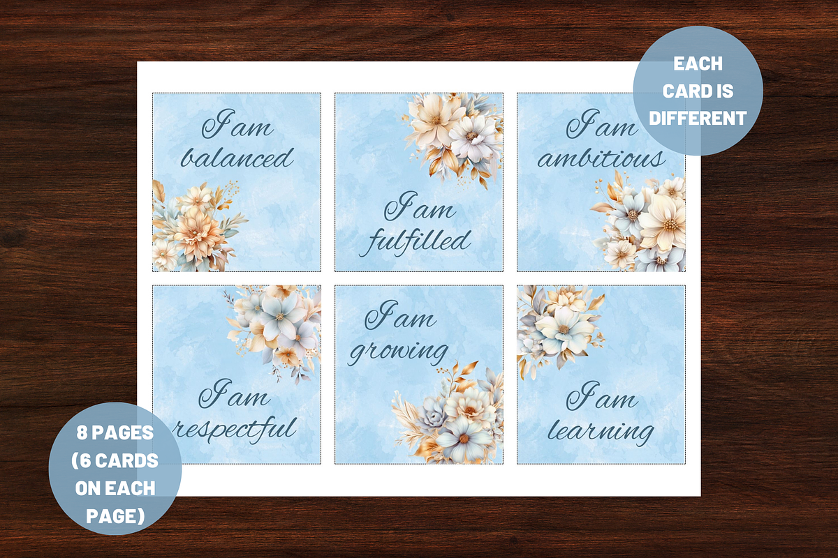 48 Positive Affirmation Cards, a Card Template by SimoDigitalArt (Photo 2 of 6)
