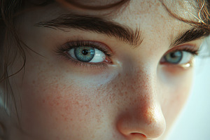 Serene portrait of blue eyed beauty, a Photo by Pavel_design