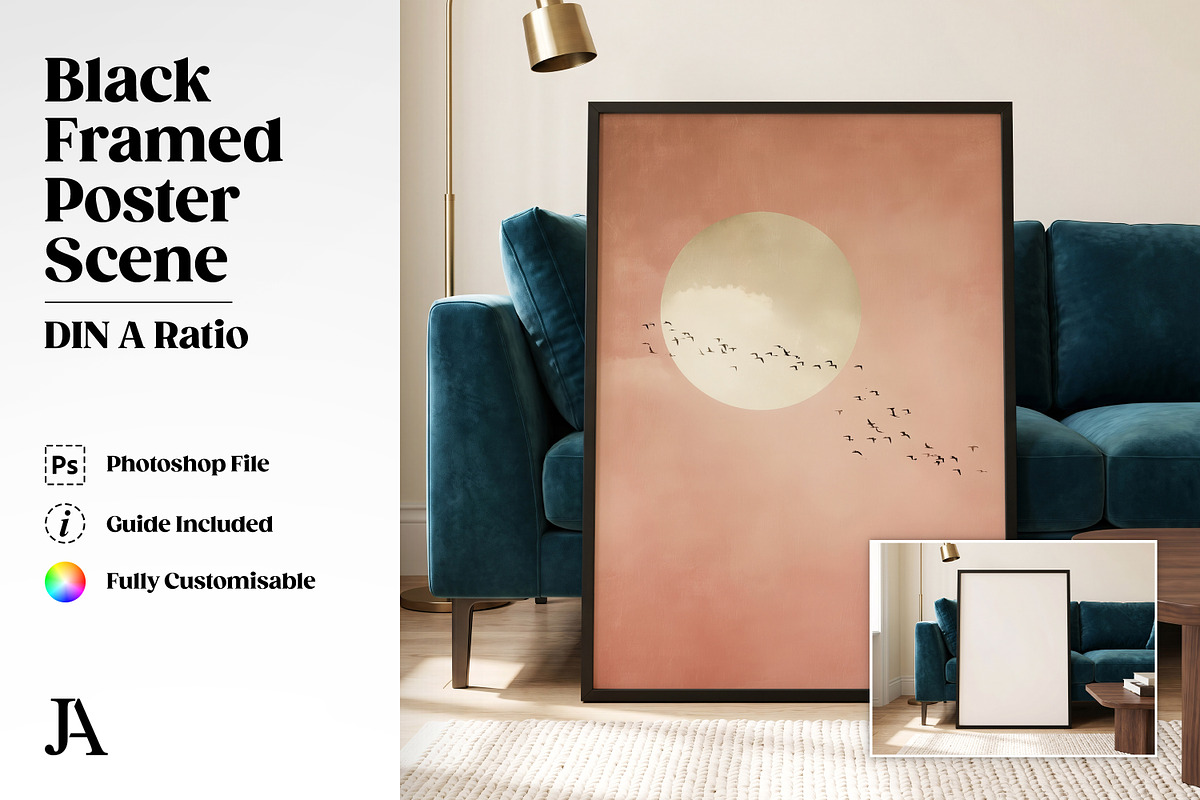 Black Framed Poster DIN A PSD Mockup, a Household Mockup by Julian Adams (Photo 1 of 3)