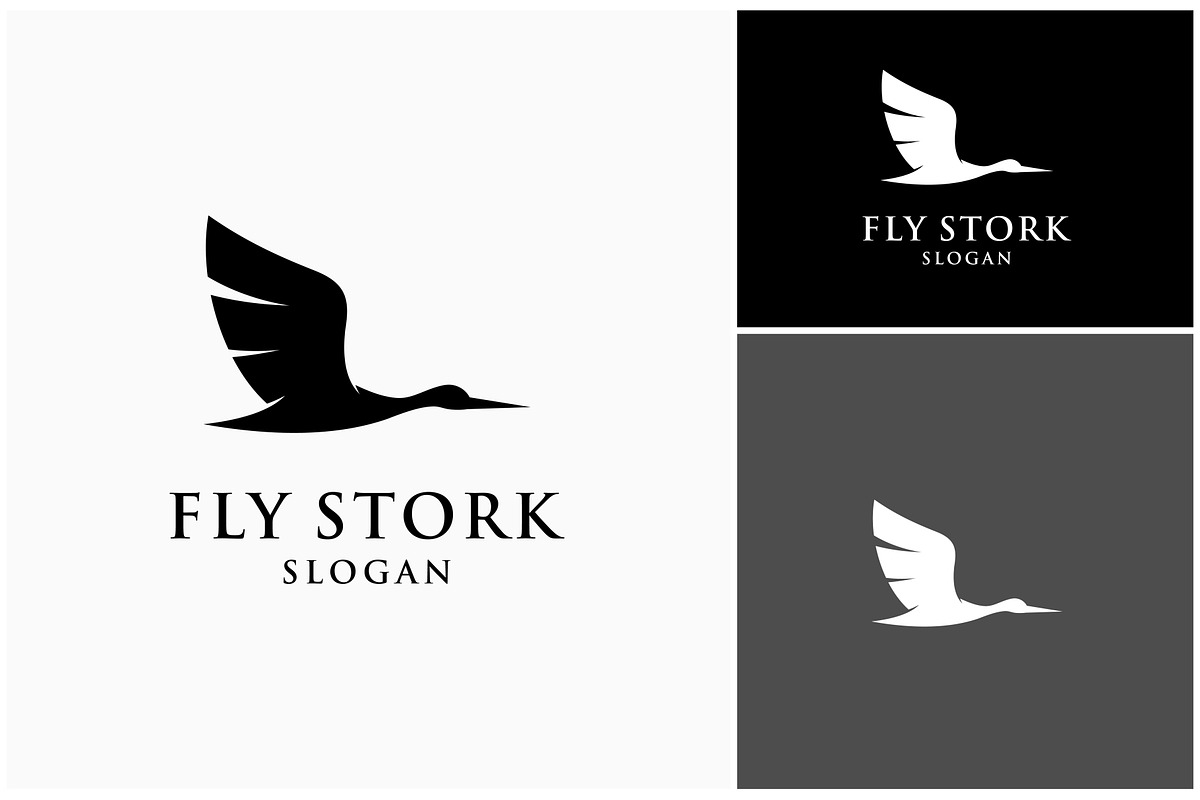 Flying Stork Crane Silhouette Logo, a Branding & Logo Template by ika trisiana (Photo 2 of 2)