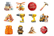 Cute Construction Watercolor Clipart, an Illustration by SinaCreation (Thumbnail 3 of 7)