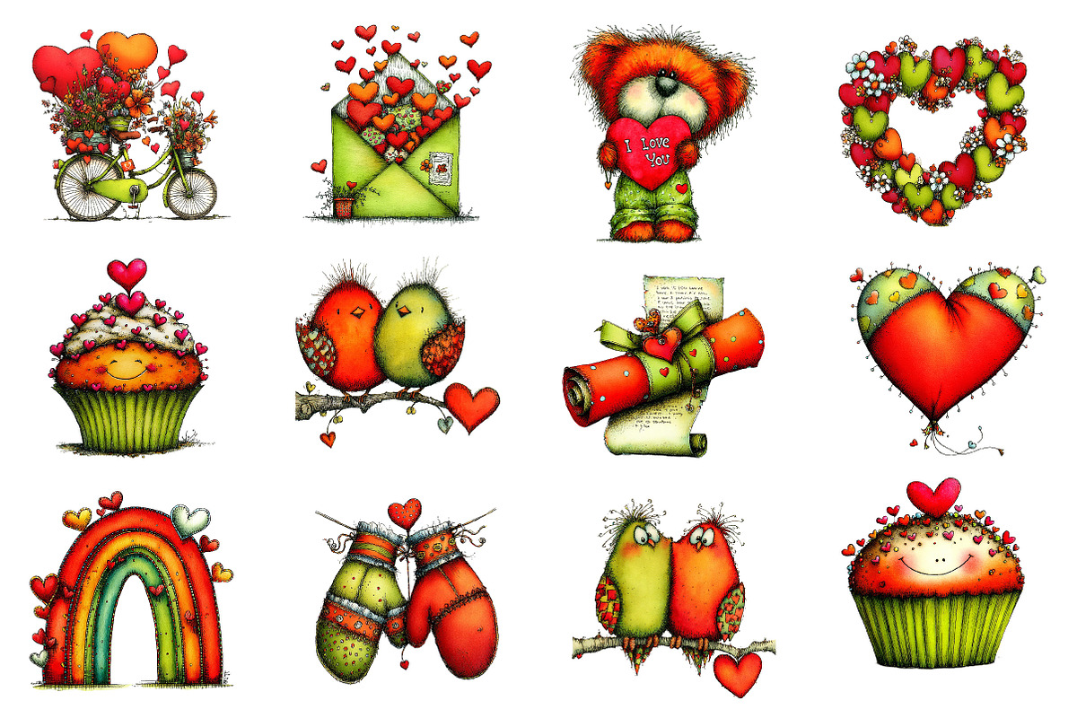 Cute Valentine's Day Clipart, an Illustration by Dream Creation (Photo 2 of 4)
