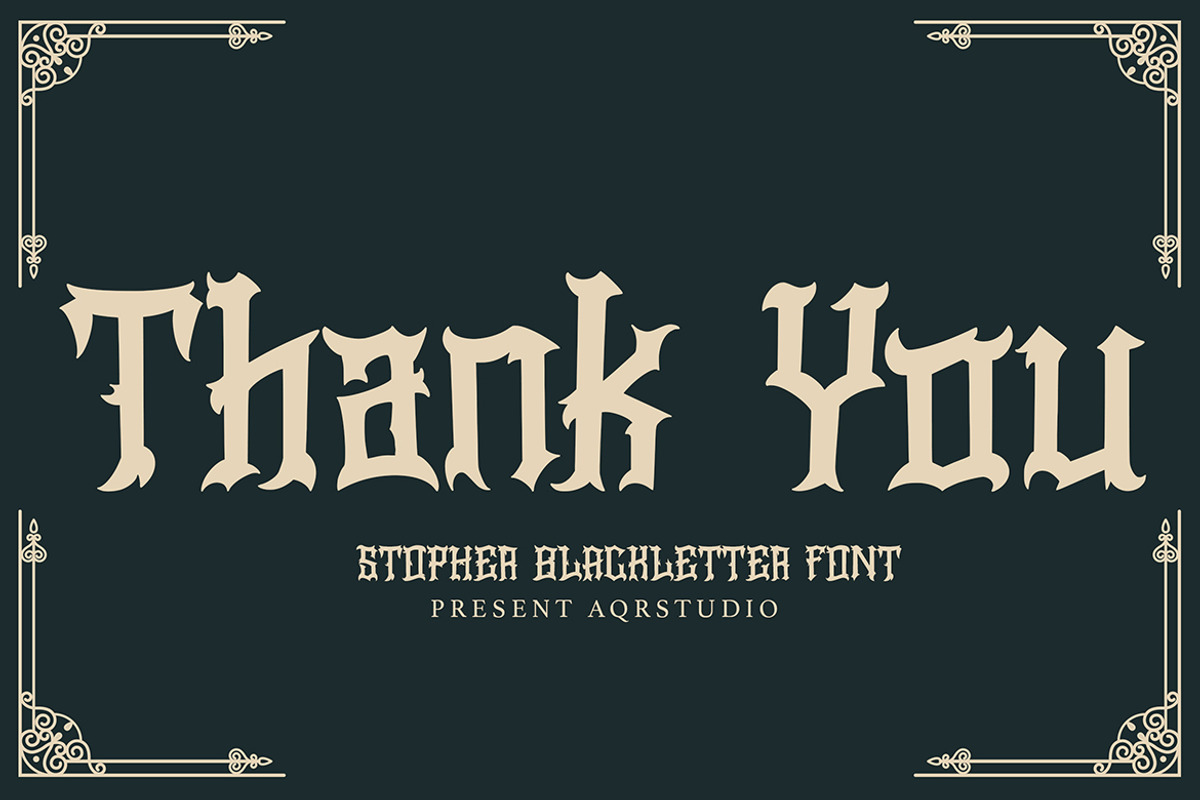 Stopher - Blackletter Font, a Blackletter Font by AQR Studio (Photo 4 of 12)