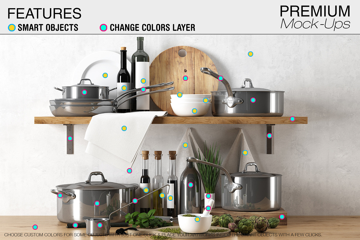 Kitchen Accessories Set, a Product Mockup by mock-ups