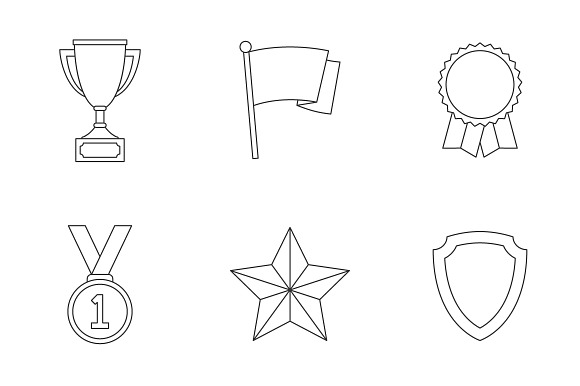 Trophy And Awards Outline Icons
