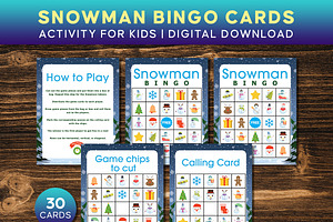 Snowman Bingo Game Printable, a Print Template by Graphicsnext