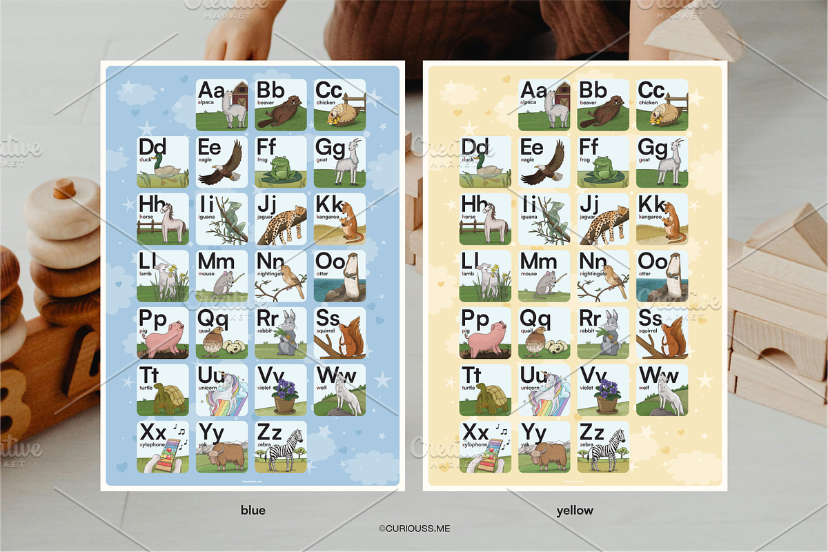 Printable Animal Alphabet For Kids, an Education Illustration by Curiouss (Photo 5 of 10)