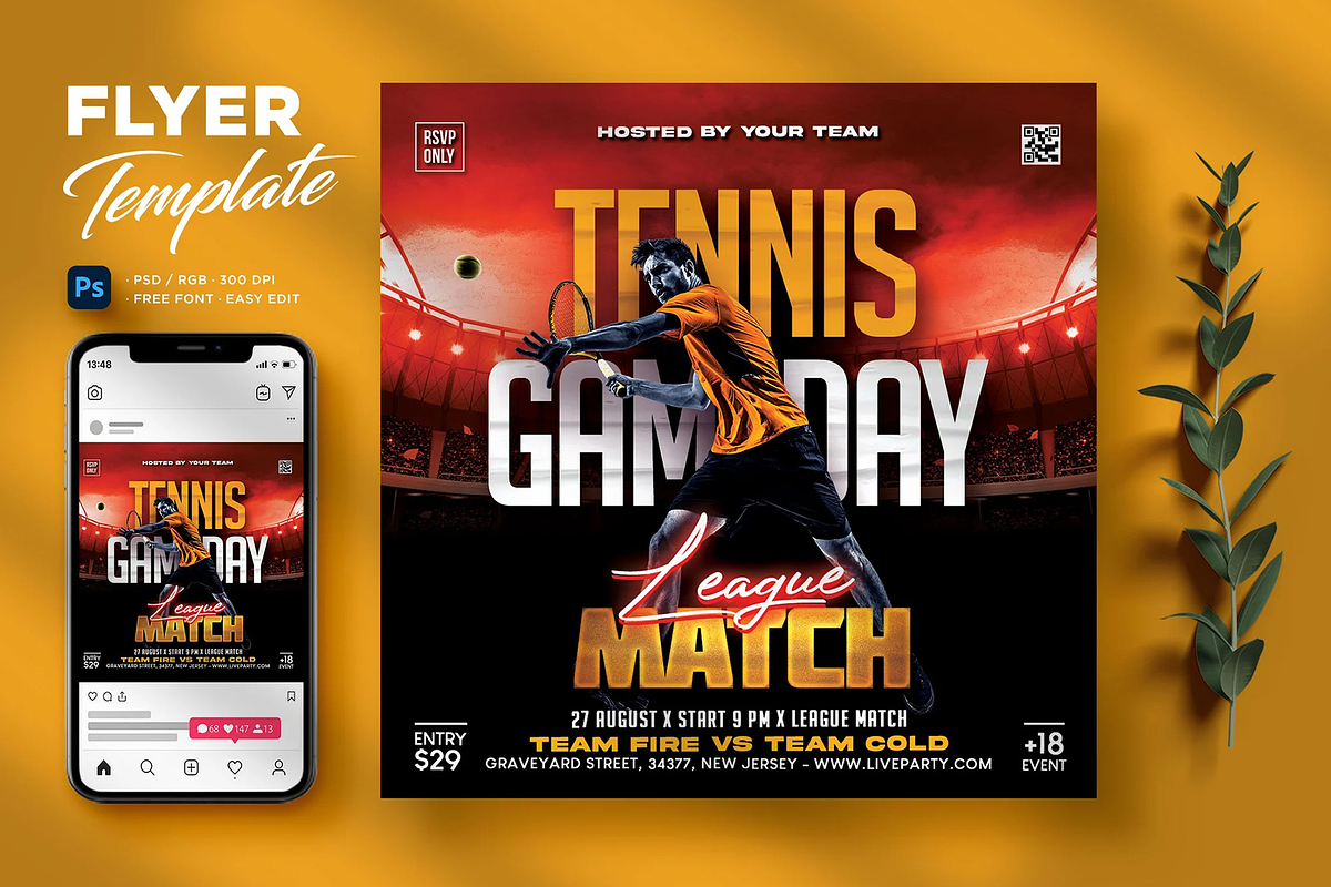 Tennis Flyer Template, a Flyer Template by Hubzway