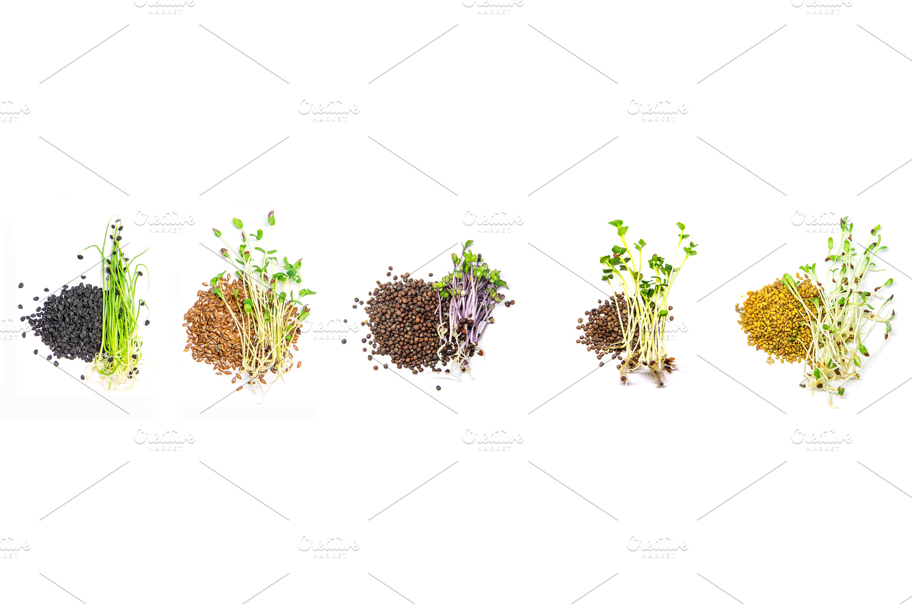 Collage of different microgreens on, a Food & Drink Photo by yanadjana