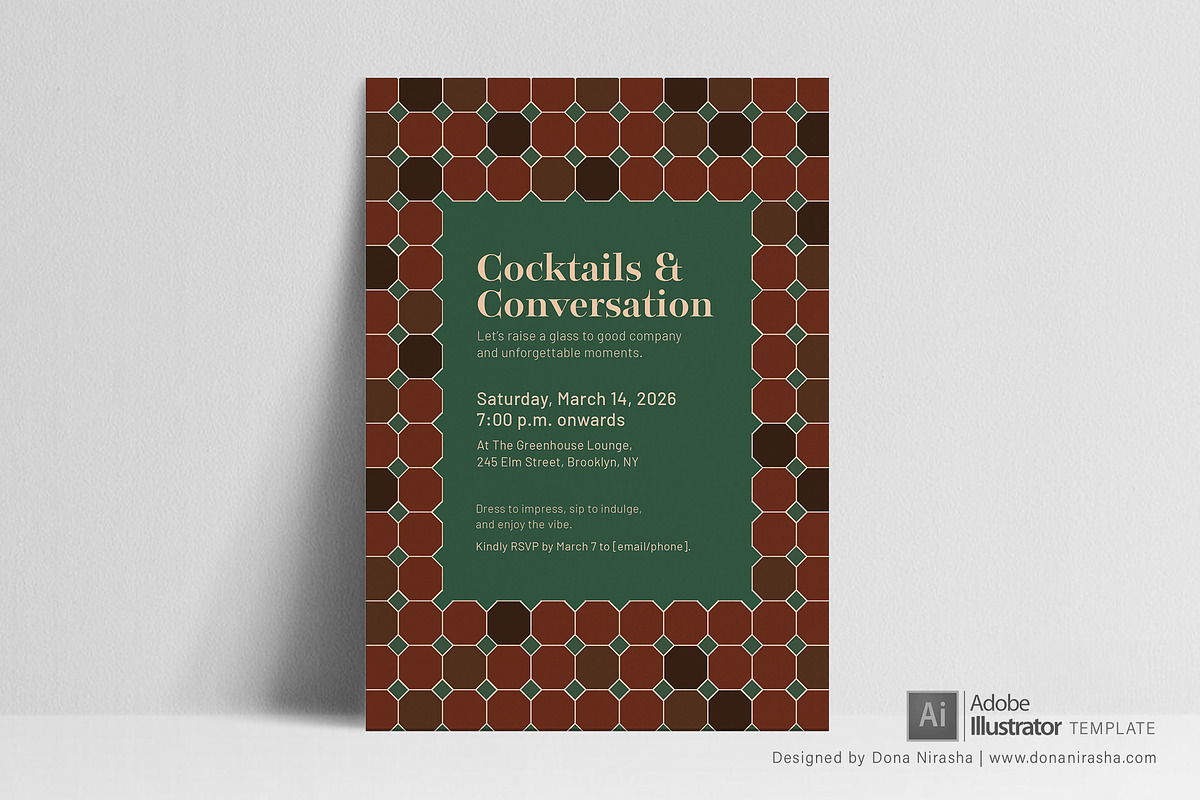 Cocktail Invitation Template 37, a Marketing Template by BloomToLife By Dona (Photo 2 of 7)