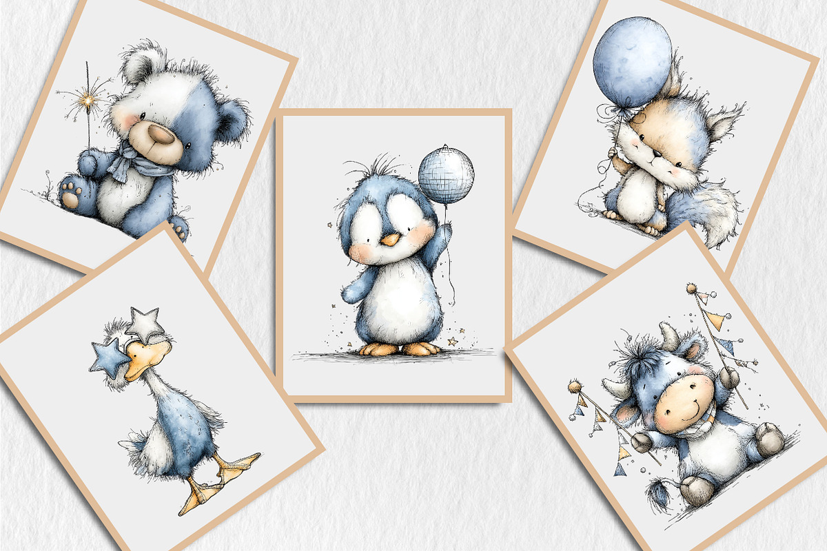 Quirky Happy New Year Animal Clipart, a Seasonal Illustration by Rose Art (Photo 7 of 7)