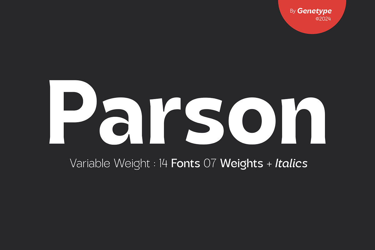 Parson Family - 14 Font, a Sans Serif Font by Genetype (Photo 1 of 8)