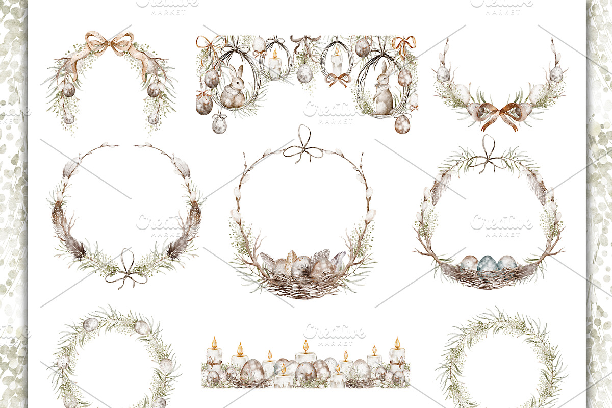 Cute Easter Watercolor Clipart, a Decorative Illustration by LenArt (Photo 6 of 16)