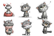 Whimsical Valentine Cat Clipart, an Illustration by DreamArtGraphic (Thumbnail 3 of 4)
