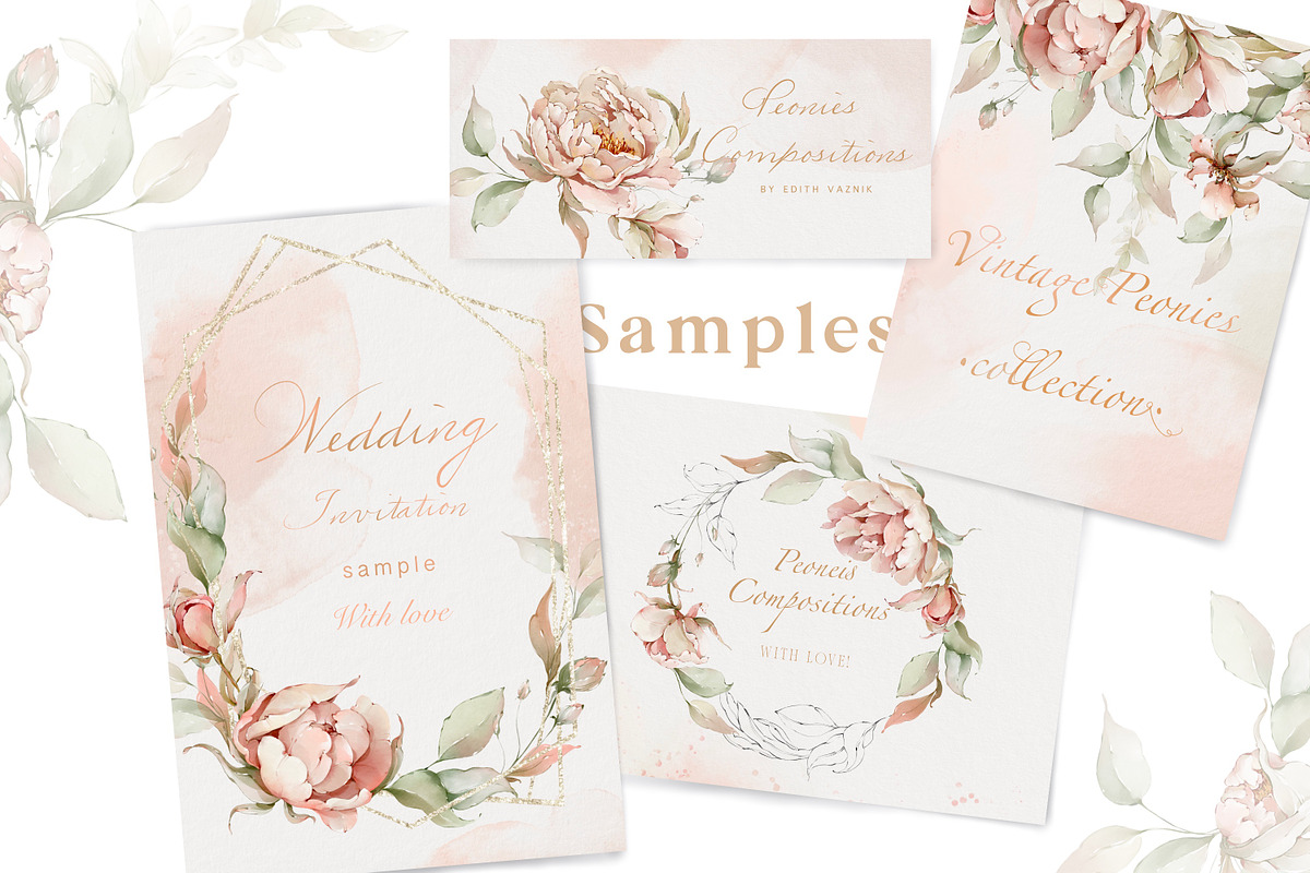 Watercolor flowers summer peony set, a Decorative Illustration by Edith’s World (Photo 2 of 13)