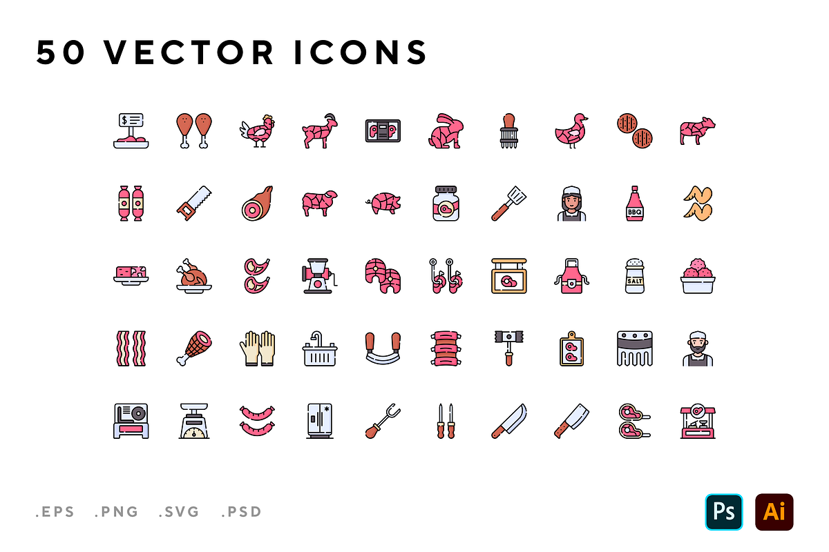 Butcher icons, an Outline Icon by Wencory