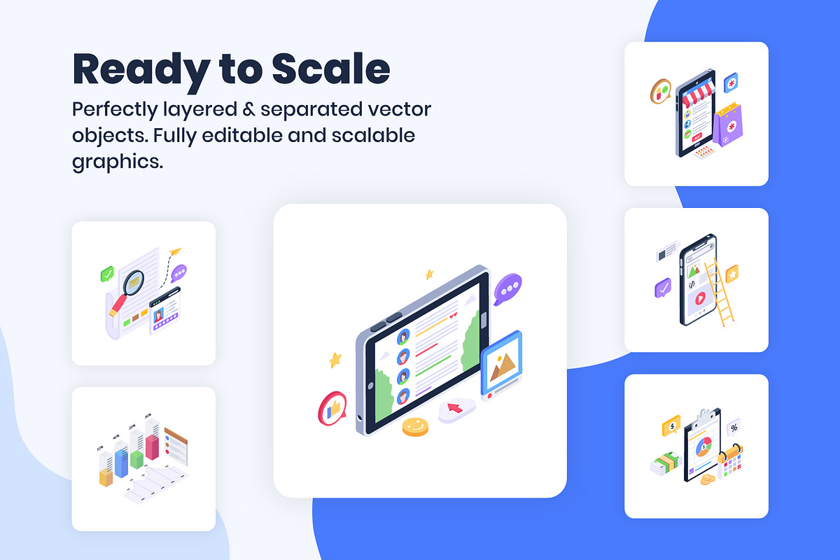Isometric Landing Page Illustrations, a Work Illustration by Brickclay (Photo 2 of 9)