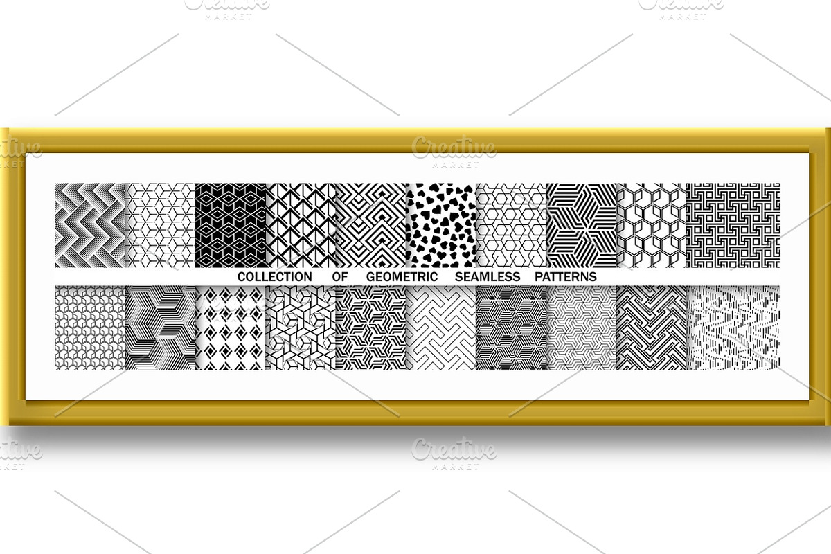 Geometric set of seamless black and, a Texture Illustration by RODINA (Photo 2 of 3)