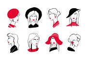 Stylish lady portrait set + pattern, a Person Illustration by Good Studio (Thumbnail 2 of 6)