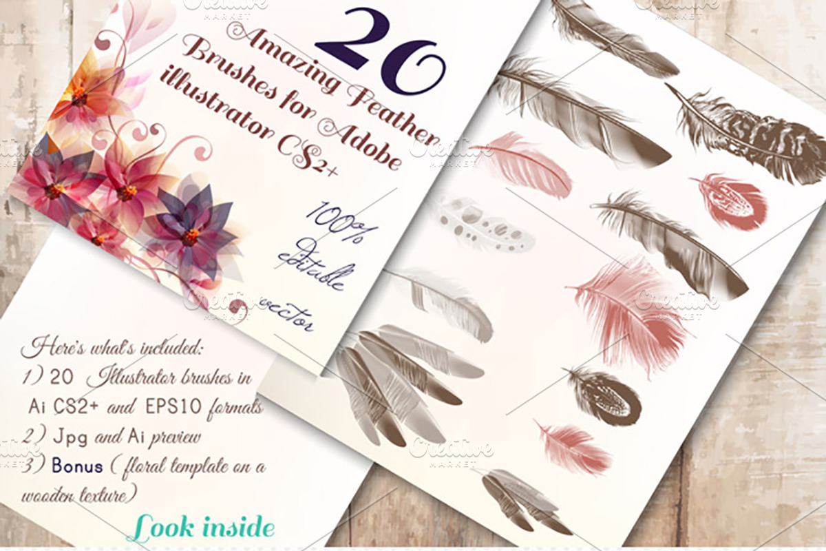 Mega brushes bundle for Illustrator, a Brush Add-On by FleurArt