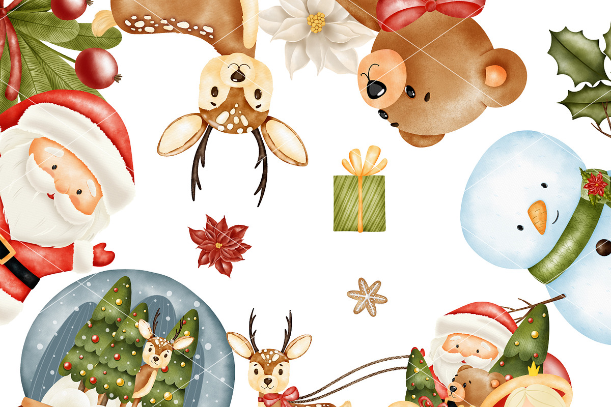 Christmas Watercolor Clipart, a Decorative Illustration by Natalya_Mona_Art (Photo 4 of 7)