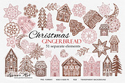 Christmas Gingerbread Clip Art, a Seasonal Illustration by Leonaa art (Thumbnail 1 of 9)