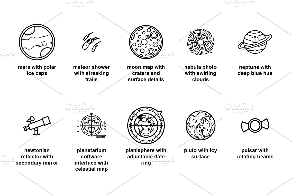 Telescopes & astronomy Icon Set, an Outline Icon by Nurlan's shop (Photo 5 of 5)