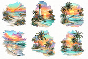Watercolor Beach Sunset PNG Clipart, a Seasonal Illustration by Designworld (Thumbnail 2 of 8)
