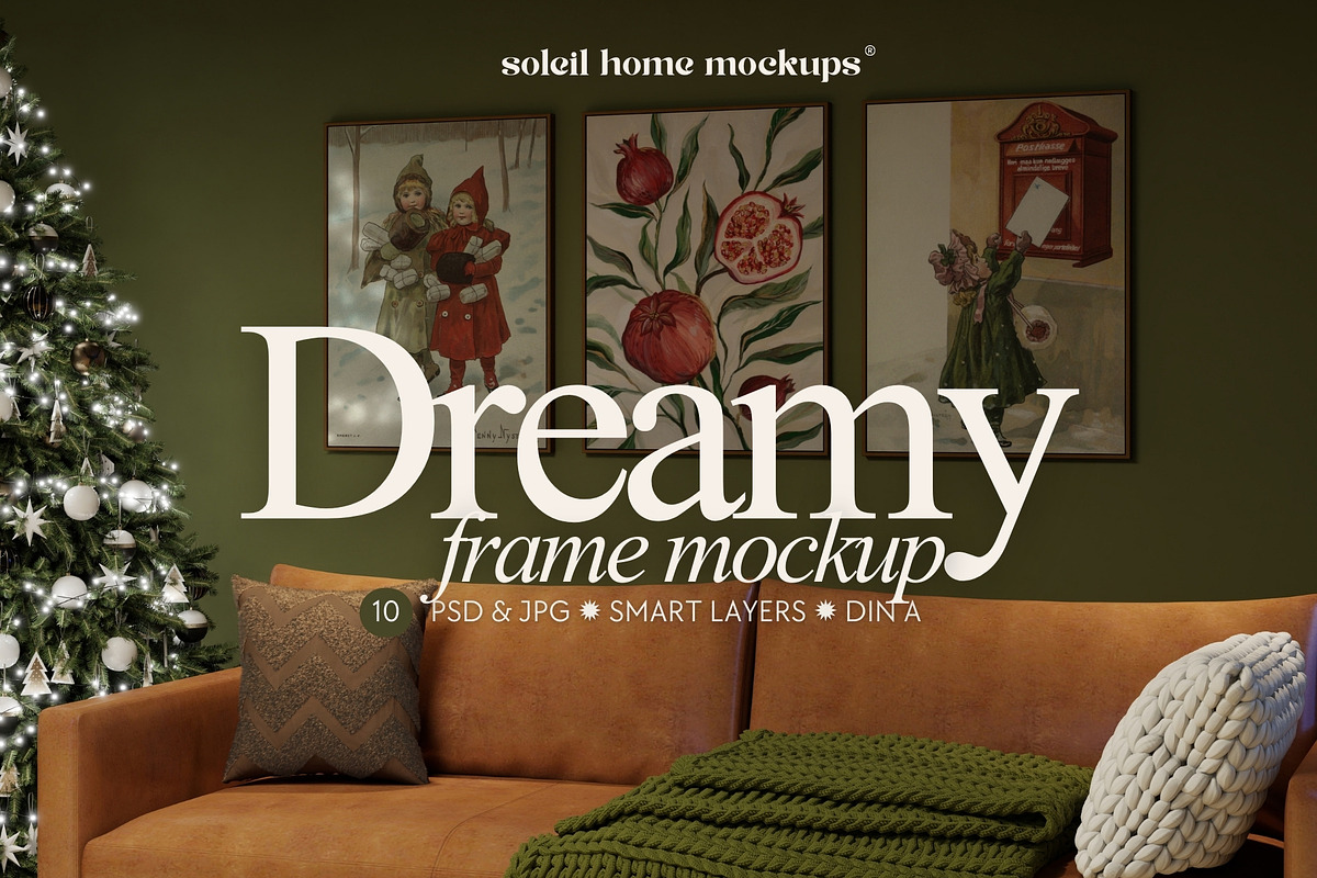 DREAMY | Christmas Frame Mockup Set, a Household Mockup by SoleilHomeMockups (Photo 1 of 11)