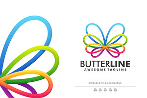 Butterfly Line Colorful Logo