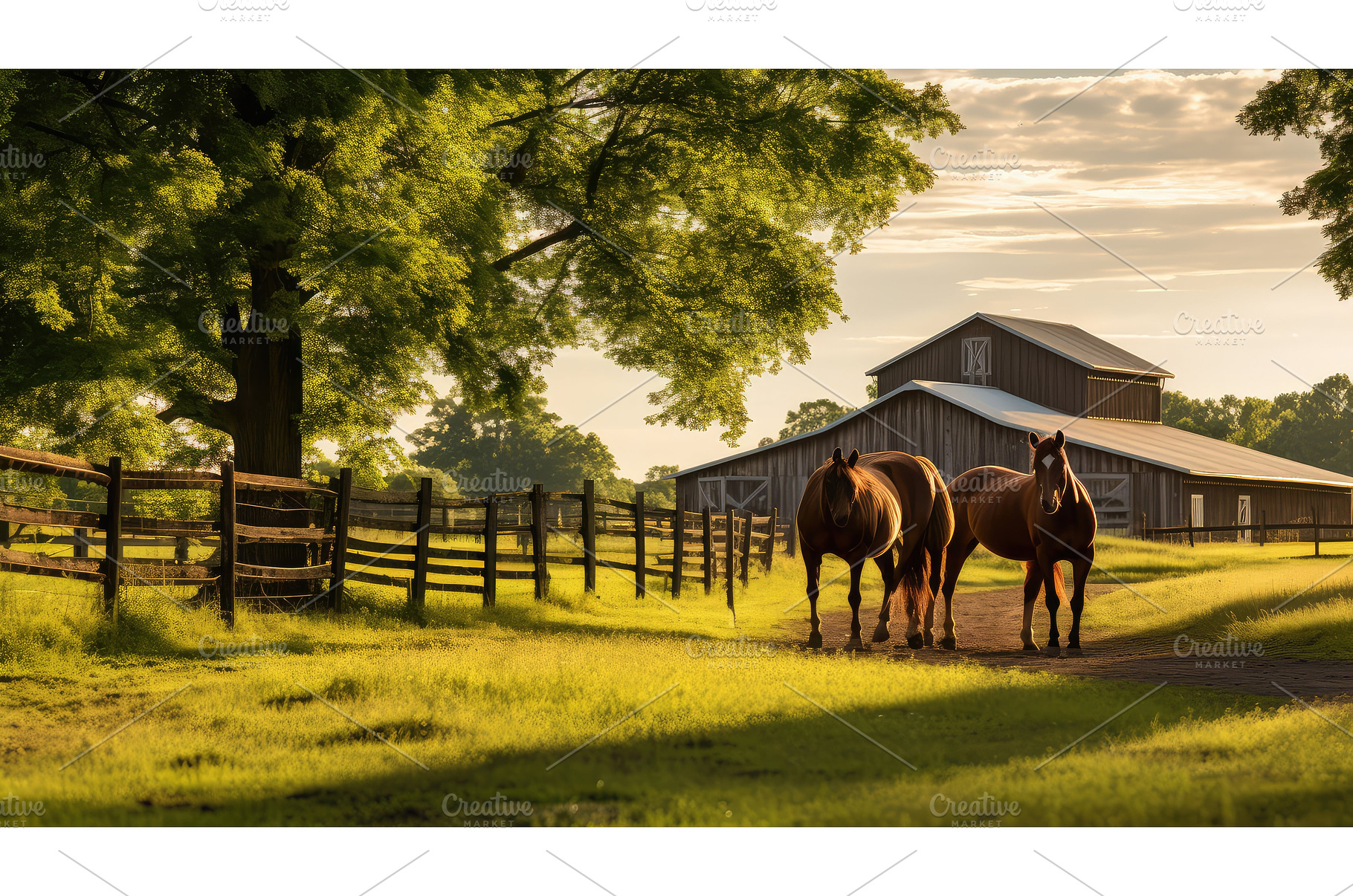 stable horses on farm ai generated, an Animal Photo by pikepicture
