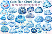 Blue Cloud Clipart, Blue Emoticon Cl, an Illustration by Sublimation Artist (Thumbnail 1 of 6)