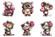 Valentines Whimsical Animals Clipart, an Illustration by CreationArt (Thumbnail 4 of 5)