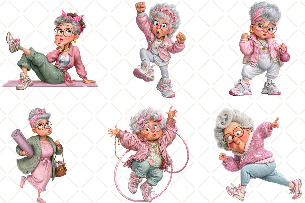 Funny Fitness Grandma Clipart, an Animal Illustration by Black Bird Studio (Photo 3 of 6)