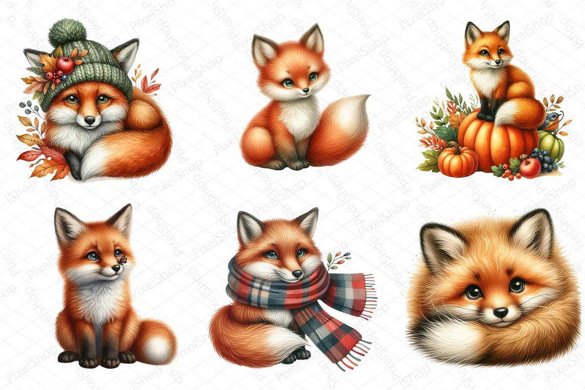 Cute Woodland Fox Clipart, an Illustration by DreamPrint404 (Photo 5 of 5)