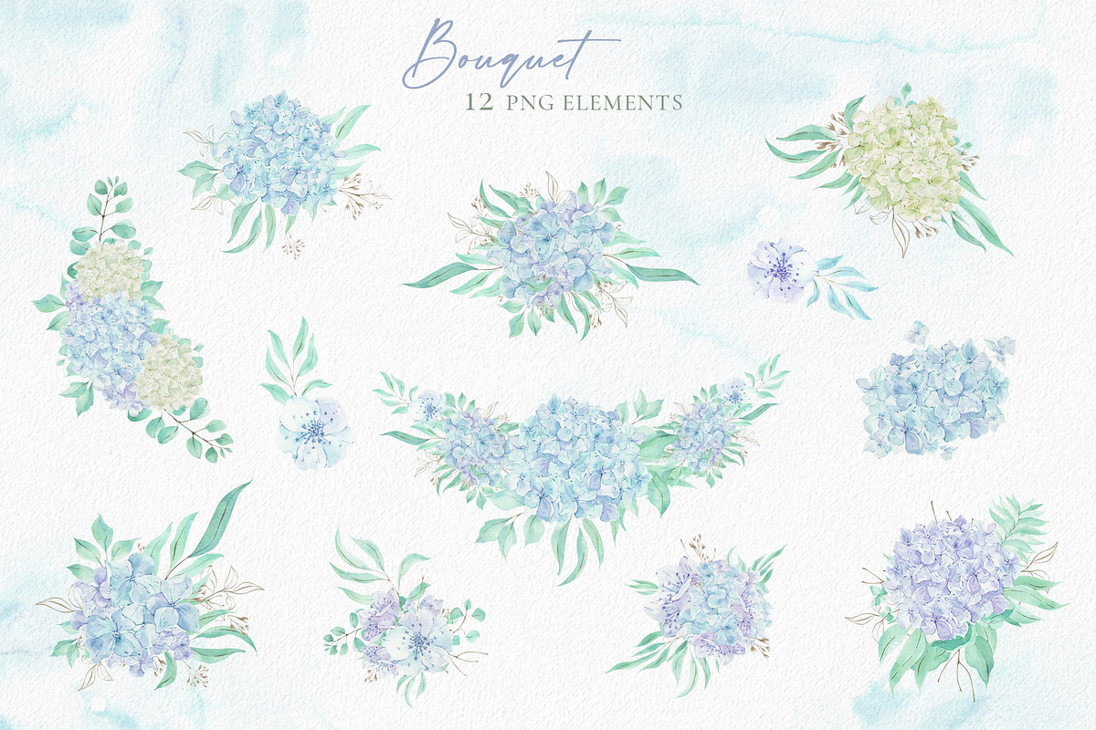 Watercolor hydrangea & eucalyptus, a Decorative Illustration by Re_Margarita_Art (Photo 4 of 10)