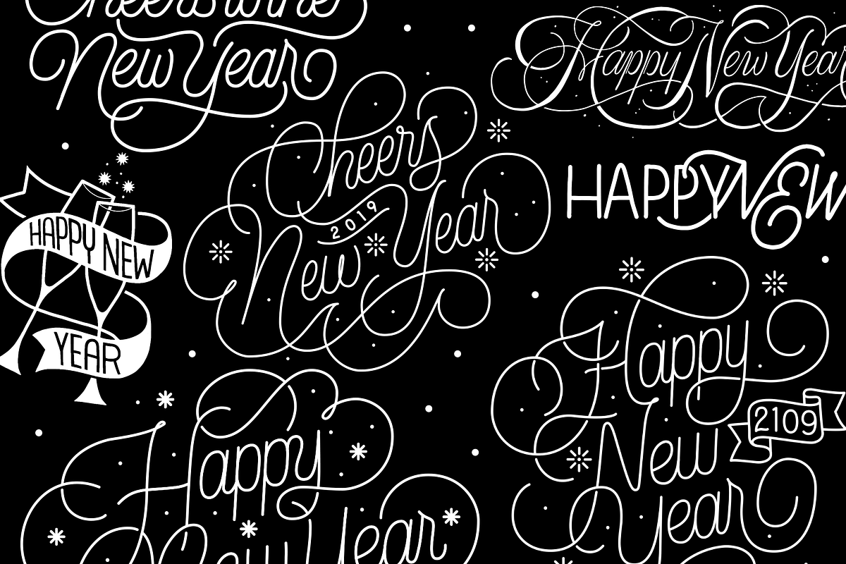 Happy New Year Lettering Graphics, an Illustration by Davihero (Photo 9 of 12)