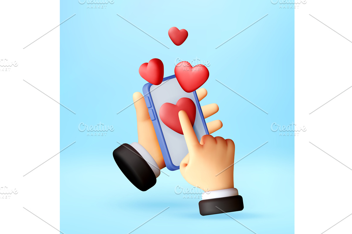 3D Hand holding smartphone with, a Technology Illustration by Abscent