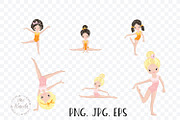 Girls Gymnastics Cute Clipart/ 3, an Education Illustration by Rasveta (Thumbnail 5 of 10)