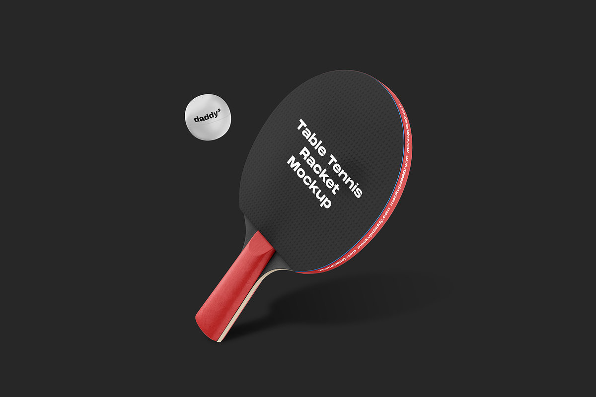 Table Tennis Racket & Ball Mockup, a Product Mockup by Mockupdaddy