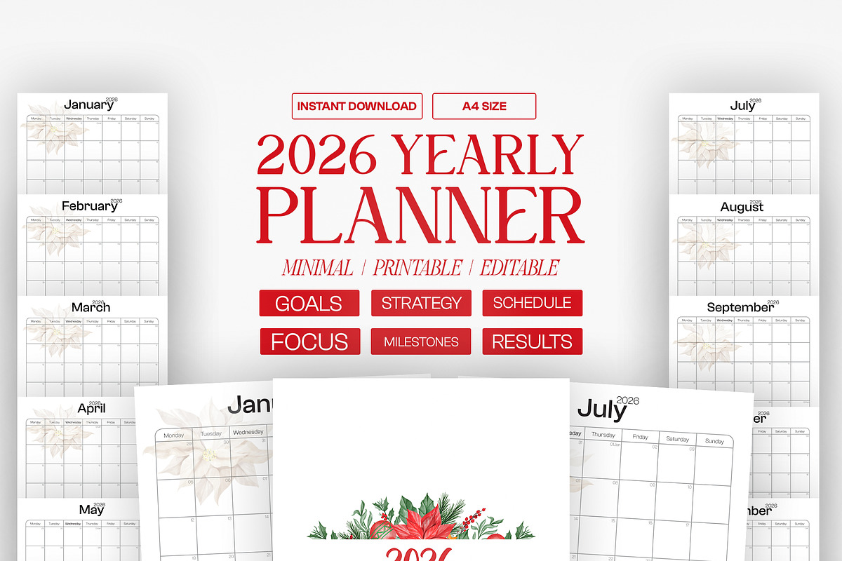 2026 Yearly Planner, a Print Template by Ahluva Studio (Photo 1 of 9)